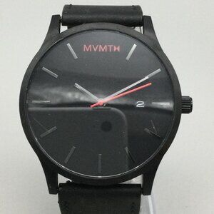 MVMT Classic 40mm Watch Men Date Black Leather Band New Battery